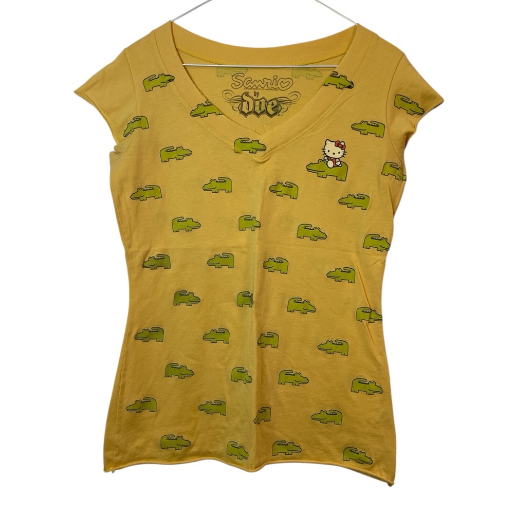 Vintage Sanrio by Doe Hello Kitty Alligator Print Tee Yellow (2006)